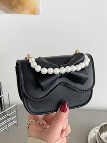 2026 Spring New Arrival Sweet Bowknot Pearl Handbag, Women's Shoulder Bag & Crossbody Bag - Black - View 1