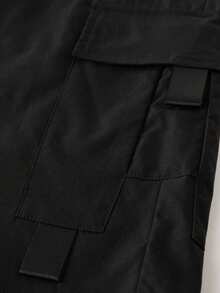 男士新款工装短裤，大口袋设计，休闲户外及工作服运动款 - 黑色 - 查看 5