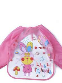 1件儿童防水围兜，带袖，男女通用，防污喂食围裙，可爱宝宝自主进食礼物，双面可用 - 彩色 - 查看 10