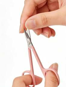 1pc Eyebrow Scissors, Suitable For False Eyelashes, Nose Hair, Beard, Facial Grooming Tools - Pink - View 4