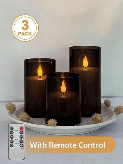 Bộ 3 nến 3D nhấp nháy không lửa có hẹn giờ và điều khiển từ xa, hiệu ứng ngọn lửa nến sống động như thật, nến 3D chạy bằng pin, không khói và không mùi, lý tưởng để trang trí bàn ăn, Giáng sinh, Halloween, Ngày Valentine, Ngày của Mẹ, làm quà tặng, trang trí bàn ăn, trang trí phòng, đám cưới, tiệc tùng, trang trí không khí lễ hội.