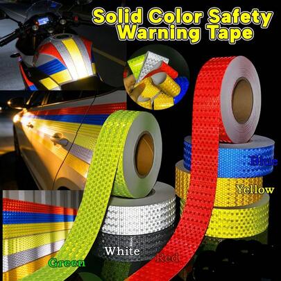 5厘米*3米反光汽车贴纸，自行车和三轮车安全警示胶带，彩色水晶网格反光膜
