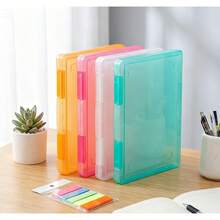 3pcs Set: Transparent Plastic File Box, Multi-Layer Portable Waterproof Storage Box, Suitable For Office, School And Home Use - Double-Sided File Storage With Themed Labels (Pink, Orange, Green, Blue), Storage And Decorative Box - Multicolor - View 13