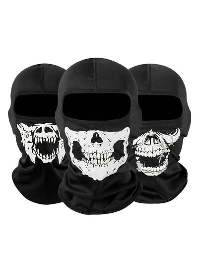 1件装男女通用骑行骷髅头面罩滑雪帽，适合骑行、徒步、聚会、滑雪等场合