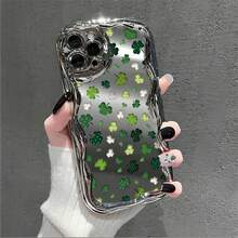 Shamrock Pattern Phone Case Compatible With Samsung Magnetic Phone Cases  17  16 Pro Max  15 Pro Max  13 And  12 Made Of TPU Material Providing Shock And Drop Protection A Great Gift For Family Friends Loved Ones Boyfriends/Girlfriends And For St. Patrick's Day - Silver CZ11 - View 2