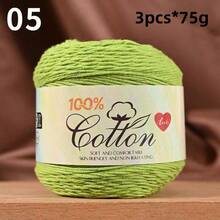 3-Pack Premium 100% Cotton Yarn, Soft & Cozy, Suitable For Handmade Sweaters, Scarves, Hats, Jackets, Vests, Shawls, Cushions, Etc. 3 Skeins X 75g = 225g - 75g Cotton - View 36