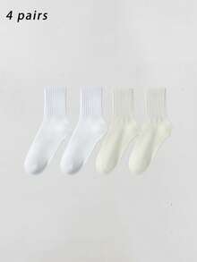 2/4/5 双女士中筒袜，情侣及家庭配套袜子，高弹力，抗菌除臭，柔软舒适，四季皆宜，透气针织面料，简约，适合居家、通勤、派对、节日、节日礼物 - 彩色 - 查看 10