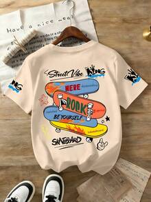 Bộ đồ mùa hè mới dành cho bé trai tuổi teen, in chữ phong cách đường phố, cổ tròn, tay ngắn, kèm quần cargo kaki. - Nhiều màu - Xem 6