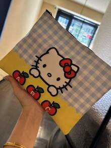 SANRIO 1pc Cosmetic Bag, Striped Kitty Cat Makeup Pouch, Popular Cartoon Handheld Makeup Bag With Large Capacity - Multicolor - View 5