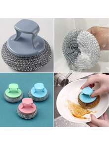 1/3 件装可拆卸不锈钢丝球清洁刷,不掉毛、不粘锅、不伤锅,适用于洗碗和厨房清洁,方便实用,清洁效果好。适用于餐具、油污和浴室清洁,可用作洗碗刷、锅刷、锅具清洁球刷、不粘锅清洁刷。人性化手柄设计,全新钢球刷,锅刷,厨房用具。 - 彩色 - 查看 3