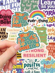 50Pcs Positive Affirmation Stickers School Teacher Supplies Student's Gift DIY Scrapbook Laptop Water Bottles Computer Phone Guitar Waterproof Decorative Sticker, School Supplies,Back To School - 多色 - 查看 6