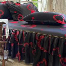 3pcs Bedskirt Set (1 Bedskirt + 2 Pillowcases, No Pillow Insert) Printed Bedskirt Anti-Slip Bedding Set, Suitable For Bedroom And Guest Room - Heart to Heart - View 4