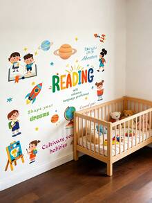 Cartoon Character Space Planet Wall Stickers For Kids Bedroom Nursery Early Education Self-Adhesive Bed Headroom Decals - Multicolor - View 1