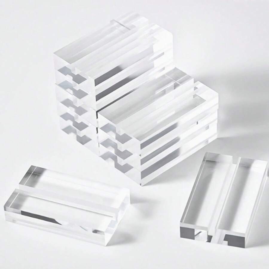 1pc Transparent Acrylic Card Slot Base Desktop Stand, Wedding Sign Board Frame Slanted Base Holder - Acrylic Base - View 1