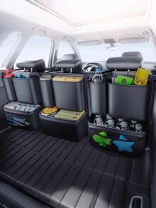 Car Trunk Organizer Hanging Bag - Multi-Compartment Backseat Pocket, Suitable For SUV, Hatchback And Sedan, Waterproof And Durable Trunk Storage Box With Adjustable Buckles And Strong Hook And Loop, Backseat Storage Pouch (Black) - Backrest Storage Bag - View 12