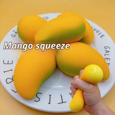 1pc Realistic Mango Squeeze Toy, Creative Food Stress Relief Toy, Squeeze Toy For Relaxation, Party Gag Gift, Popular Item