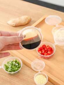 50pcs/Pack Disposable Seasoning Containers With Sealed Lids, Suitable For Takeout, Sauce Dishes, Integrated Chili Sauce And Soy Sauce Small Plate Compartment Boxes - Multicolor - View 5