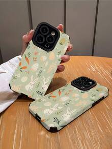 1pc Minimalist Rabbit & Egg Pattern Textured Soft Protective Phone Case, Suitable Compatible With Apple And Phones 17/17AIR/17PRO/17PROMAX, Classic Gift For Friends, Lovers - Multicolor - View 2