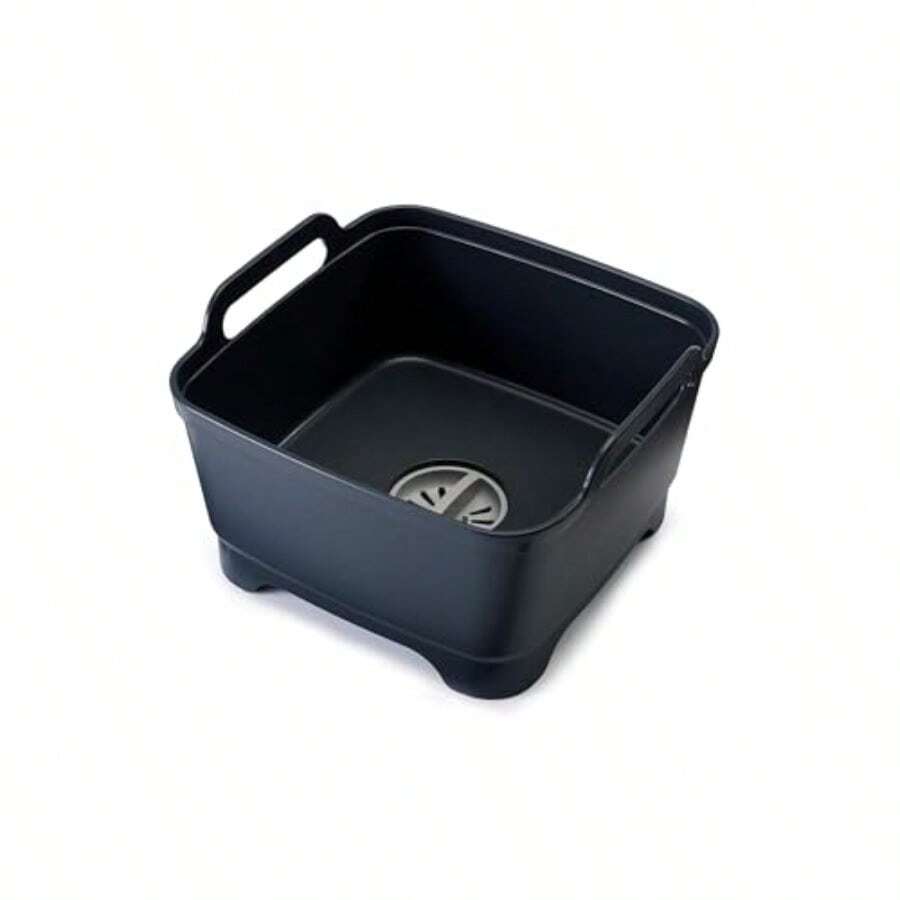 Joseph Joseph WashandDrain Barreño Fregadero para Vajilla Cubo Lavado/Escurridor de Platos con Asas y Tapón de Drenaje en Plastico Capacidad 9 Litros Gris - Blanco - Ver 1