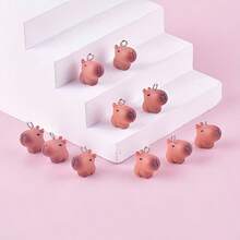 10/20个可爱卡通动物3D水豚树脂吊坠，可用于耳环和项链装饰 - 彩色 - 查看 1