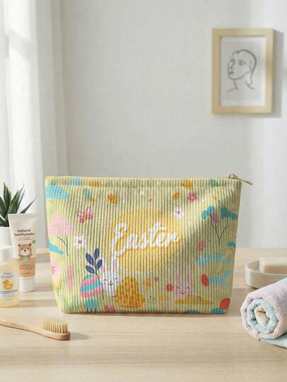 1pc Easter Pattern Printed Toiletry Bag, Travel Bag For Beach, Swimming Pool, Swimwear And Used For Travel Storage Bag, Cosmetic Bag, Makeup Bag, Vacation Organizer, Large Capacity Toiletry Bag, For Lipstick, Brush, Skincare, Phone, Coins, Small Items, For Home, Gift, Holiday And Festival Multipurpose Use Teens Toiletry Organizer Bag, School Makeup Bag, Back To School Supplies, Cosmetics Toiletries Storage, School Supplies, Storage Bag, Room Essentials