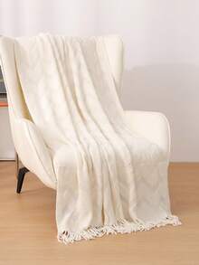 1 chiếc chăn sofa vuông nhỏ hai màu kẻ caro, chăn ném hình chữ nhật bằng polyester có tua rua, thích hợp cho giấc ngủ trưa ở văn phòng và sử dụng hàng ngày. - Xem 3