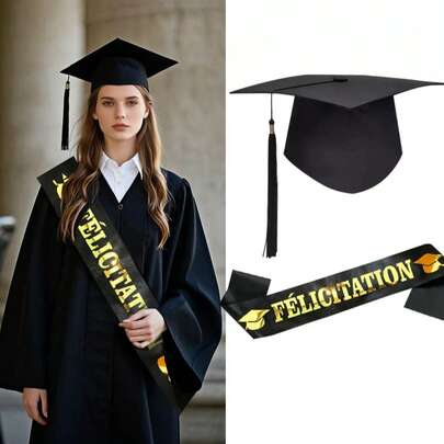2pcs Spanish Graduation Bachelor Cap And Sash Set, Felicitation Spanish Shoulder Sash And Graduation Cap Set, Bachelor Cap 2pcs Set, Suitable For Graduation Season Party, Graduation Photo Backdrop, Graduation Party Celebration