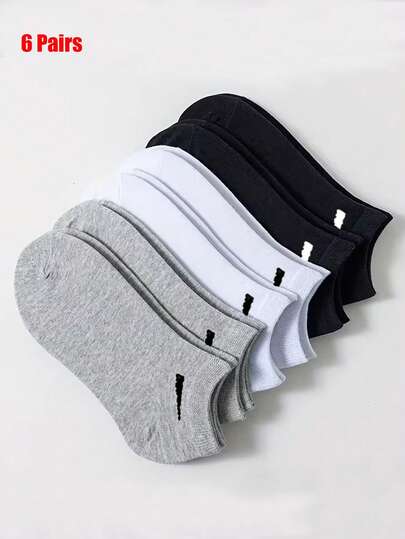 6双透气袜子 - 舒适的涤纶和氨纶混纺面料，纯色设计，轻盈针织，适合日常休闲穿着 | 简约风格 | 耐用面料，触感柔软，活力生活方式，多功能运动休闲袜，可爱袜子设计，情侣居家袜，男士正装袜