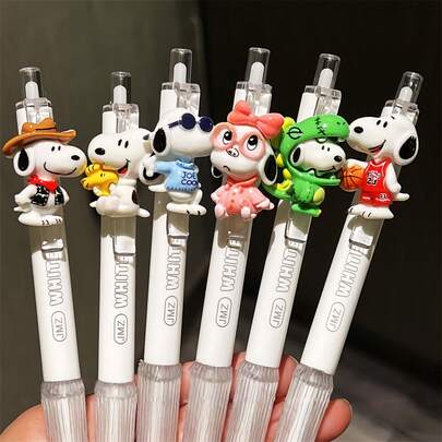 3pcs/6pcs Cute Cartoon Style Black Ballpoint Pen/Rollerball Pen/Pressurized Ballpoint Pen, School And Office Stationery, School/Office Supplies, Writing Stationery, Also Suitable As Birthday Gift, Back To School Gift, Party Favor, Holiday Gift, Graduation Gift [Color Difference And Minor Flaws Are Normal, Do Not Affect Use, Random Style Delivery]