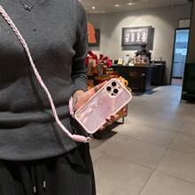 一套手工编织挂绳+大理石纹TPU手机壳，适合作为情侣、女友、女儿、青少年的生日或圣诞礼物。 - 粉色 - 查看 3