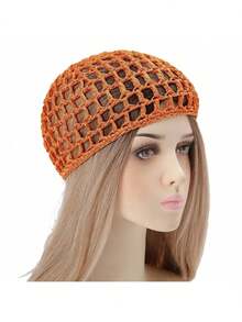 1pc Thick Short Knitted Mesh Hair Net Scarf, Viscose Fiber Women Hair Accessories For Sleeping Hair Sleep Cap Sleep Bonnet - Multicolor - View 23