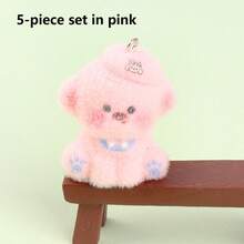 5个植绒3D可爱小狗树脂配件卡通钥匙扣DIY手工饰品吊坠 - 彩色 - 查看 12