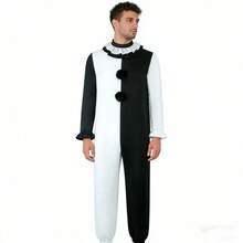 一套男士角色扮演服装，小丑造型，灵感来自美国电影，不含面具 - 黑與白 - 查看 8