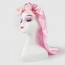 Women's Long Satin Sleep Cap With Bow Headband, High Elasticity, For Hair Styling And Hair Care - Multicolor - View 8