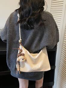 Women's Fashionable Versatile Minimalist Crescent Shoulder Bag - White - View 2