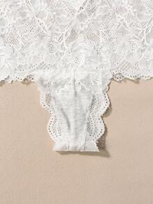 1 chiếc quần lót dây ren trắng gợi cảm, cạp cao, không đường may, đồ lót khiêu gợi - trắng - Xem 5