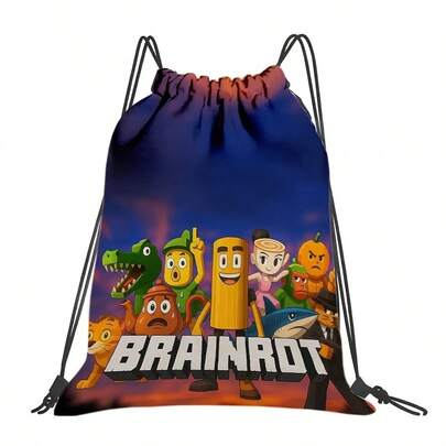 1pc "Brain Melting" Cartoon Character Backpack - Practical Pocket Bookbag, Durable Oxford Cloth Soft Shell, Machine Washable, Multi-Color (Brain Melting Design), Suitable For Fitness, Travel, Gifts
