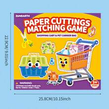 1 Set Paper Art Puzzle Game, Including Cutting Paper, Stickers And Puzzles, Montessori STEM Toys, With Shopping Cart, Pet Carrier, Backpack And Medical Kit, Helps Develop Fine Motor Skills - Multicolor - View 11
