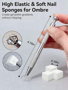 100 piezas Bloques de esponja mini con pinzas de 4 puntas, esponjas de uñas de color degradado, herramientas de esmalte de uñas degradado, bloques de esponja de estampado de gel, cuadrados de esponja de rubor degradado, herramientas de arte de uñas - A - Ver 10
