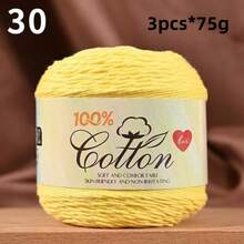 3-Pack Premium 100% Cotton Yarn, Soft & Cozy, Suitable For Handmade Sweaters, Scarves, Hats, Jackets, Vests, Shawls, Cushions, Etc. 3 Skeins X 75g = 225g - 75g Cotton - View 25