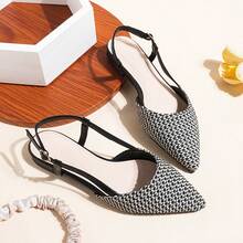 2026 New Pointed Toe Black Flat Sandals, European And American Buckle Strap Slip-On Daily Wear Summer Shoes For Women - Black and White - View 11