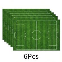 Podkładka z motywem boiska piłkarskiego, minimalistyczna mata śniadaniowa, dekoracja kuchni, łatwa w czyszczeniu mata jadalna o fakturze lnu, odpowiednia do domu i restauracji, zestaw Combo - Wielokolorowe - Zobacz 13