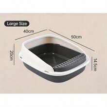 Extra Large Semi-Enclosed Cat Litter Box With Raised Sides – Anti-Splash, Odor Control Pet Toilet With Free Litter Scoop - M - View 2