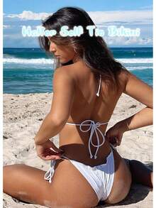 String Bikini Tops For Women Bathing Suit Swim Tops Sexy Triangle Bikini Top Black - #02 Bright White - View 4