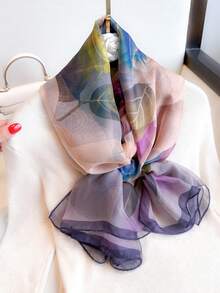 1pc Purple Chiffon Scarf For Women, Lightweight Versatile Shawl Wrap, Suitable For Spring Autumn Travel Sun Protection - Purple - View 4
