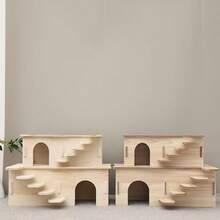 Hamster Wooden Sleeping Nest, Gerbil Hideaway House - Hamster House And Habitat, Wooden Cabin With Climbing Ladder, Suitable For Hamsters, Gerbils - one-size - View 3