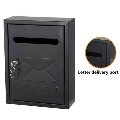1 stuk Bloom Store - Witte/zwarte/grijze brievenbussen voor het inpakken van post, metalen brievenbussen, metalen wandbrievenbussen met slot en sleutel, brievenbussen met kaarthouder, klassieke wandbrievenbussen voor buiten, stevig en decoratief ontwerp, eenvoudig te installeren, 20*26*7,5 cm