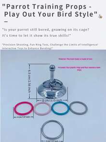 3pcs Parrot Toy Set: Ring Toss Basketball Hoop, Bird Food Bowl, Peony & Tiger Stripe Macaw Enrichment & Training Supplies - View 6