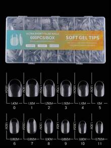 600pcs Almond-Shaped Short Matte Transparent Acrylic False Nail Tips, Semi-Finished Artificial Nails, Suitable For DIY Manicure, Press-On Nails And Other Nail Art Supplies - Multicolor - View 12