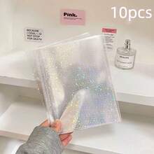 A5 Size Zipper Transparent Glitter Binder, Minimalist Fresh Notebook Set, Interchangeable Inner Pages Can Be Used As Sticker Book, Photo Organizer, Stamp Book, Album With Shimmering Starry And Aurora-Like Transparent Effect - A5 - View 14